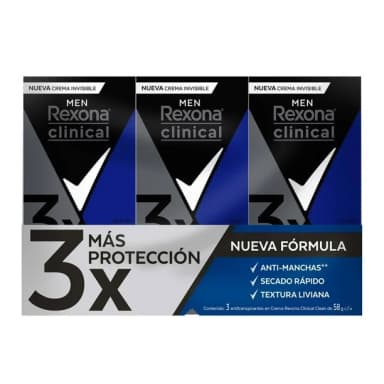 Sam's Club: Antitranspirante en Crema Rexona Clinical Classic 3 pzas de 58 g c/u - Sam's Club