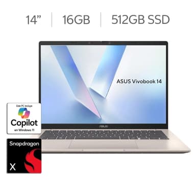 Costco: ASUS Vivobook 14 Laptop 14" WUGA Snapdragon X X1 16GB 512GB SSD - Costco
