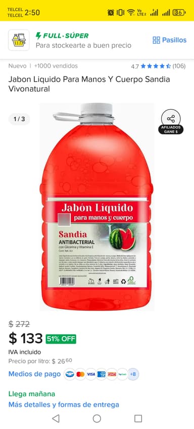 Mercado Libre: Jabón líquido para manos y cuerpo 5 Litros - Mercado Libre