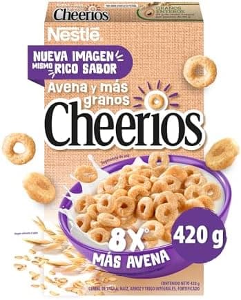 Amazon: Cereal Integral Nestlé Cheerios Aritos Elaborados a Base de Avena y Más Granos Caja de 420g (3x2) | Precio c/u comprando 3 - Amazon