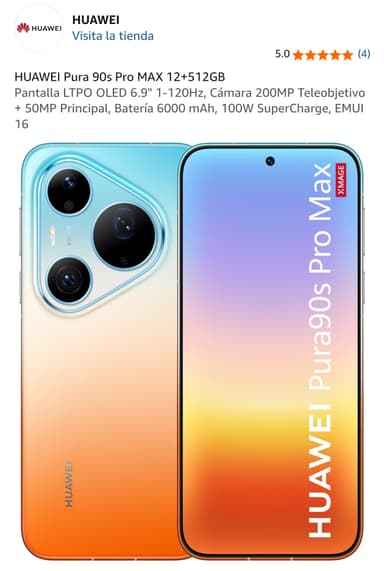 Huawei Pura 90S Pro Max 512 GB (Color Naranja) en Amazon Bussines - Amazon