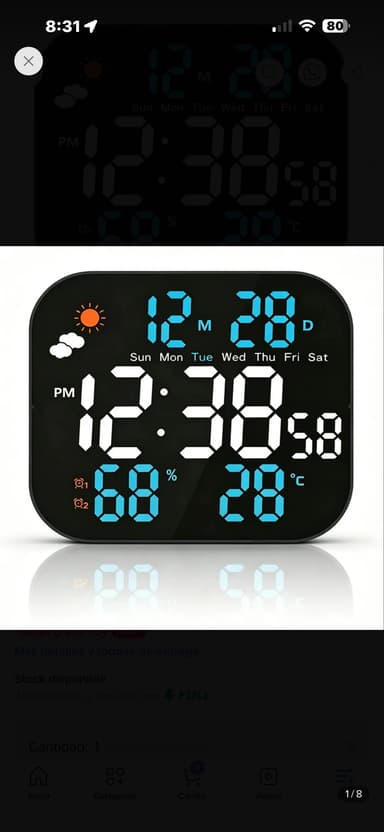 Mercado Libre: Reloj De Pared Digital Con Termómetro, Calendario, Brillo Ajustable, Clima y Alarma Multifunción - Mercado Libre