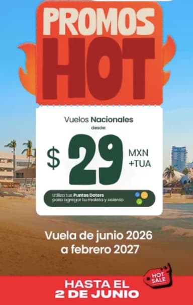 Hot Sale 2026 en Vivaaerobus: Vuelos nacionales desde $29 MXN + TUA - Vivaaerobus