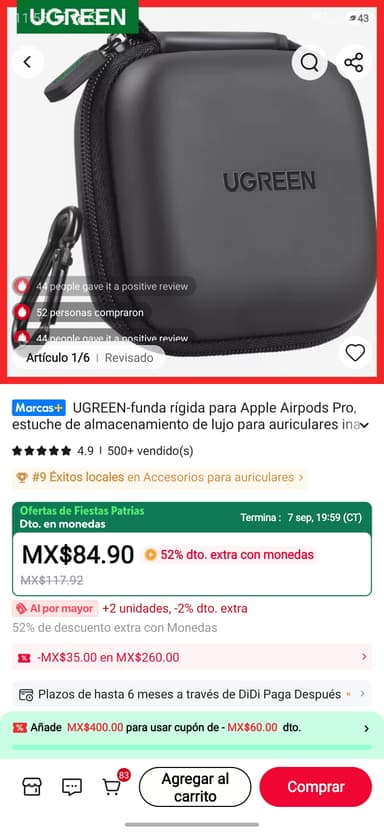 Aliexpress: UGREEN funda rigida para auriculares | Sección monedas + 255 monedas (1$) - AliExpress