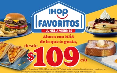 IHOP FAVORITOS. VALDO HASTA EL 1 DE ENERO DEL 2027 - IHOP