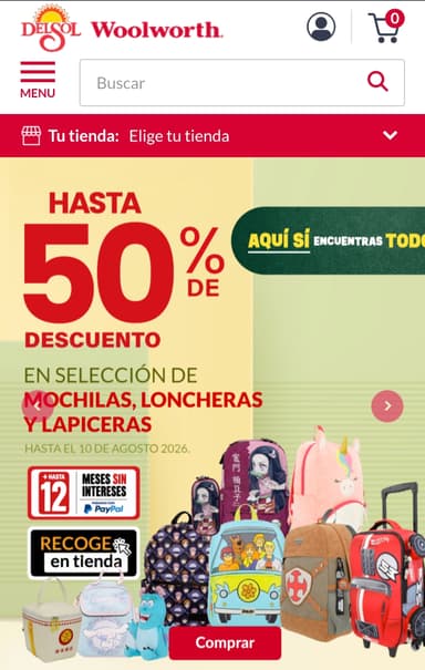 Del Sol: Wolworth: 20% OFF en toda la papelería, 40% OFF en mochilas, loncheras y lapiceras y 50% OFF en mochilas selecciónadas - Del Sol