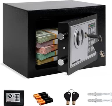 Amazon: FOREMAN Caja de Seguridad con Teclado Digital y Llave | Uso Doméstico o Comercial | Pequeña, Antirrobo y de Alta Resistencia - Amazon