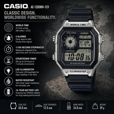 Amazon: Reloj Digital Casio con Batería de 10 Años - Amazon