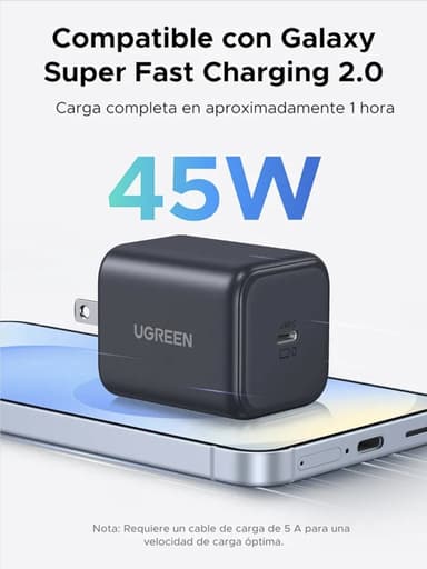 Amazon : UGREEN Cargador 45W Tipo C GAN USB C | Con PPS 2.0 45W (el de 30w esta en 216 mismo link) - Amazon