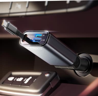 Amazon: LISEN 3 en 1 Mini Cargador para Auto Retráctil 57W con Cable Retráctil USB C, Cargador para Carro Adaptador de Coche Carga Rápida - Amazon