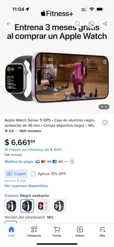 Mercado Libre: Apple watch series 11 46 mm negro azabache | Con Amex - Mercado Libre