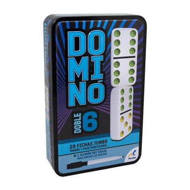 AMAZON: Novelty Corp. Domino Doble 6 Con 28 Fichas Jumbo, incluye pieza plastica de inicio y plumon borrable (Disponible negro clásico) - Amazon