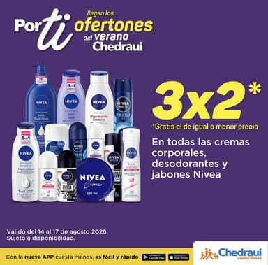 Chedraui - 3x2 en todas las cremas corporales, desodorantes y jabones Nivea - Chedraui