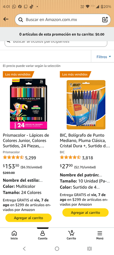 Amazon: Prismacolor 24 piezas .... $459 por 4 paquetes - Amazon