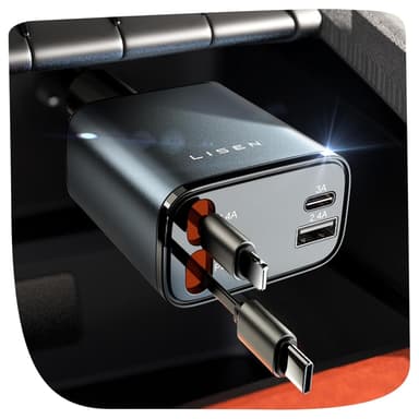 Amazon: Cargador para Auto Retráctil [USB 4 en 1] Cargador para Carro - Amazon
