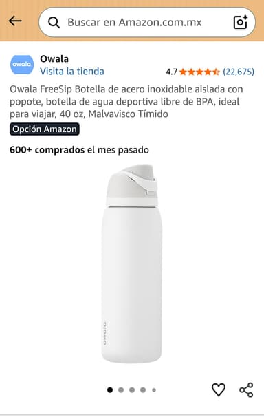 Amazon: Owala FreeSip Botella de acero inoxidable 40 oz - Amazon