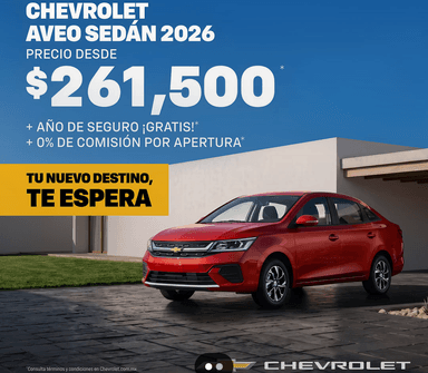 Chevrolet: 2026 Chevrolet Aveo Sedan TM 1 año de seguro gratis 0% comisión por apertura - Chevrolet