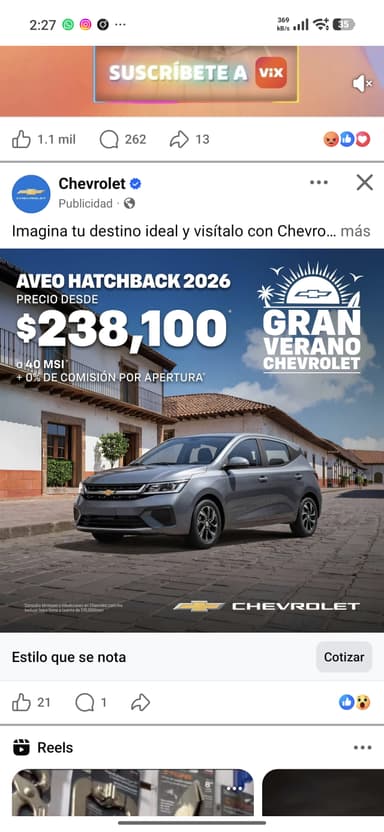 Chevrolet: Aveo HB 2026 Básico desde 238,100 - Chevrolet
