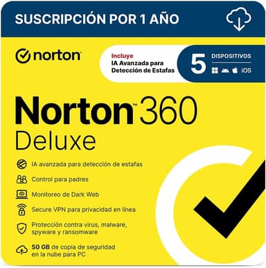 Amazon: Norton 360 Deluxe Antivirus (Múltiples Dispositivos) - Amazon