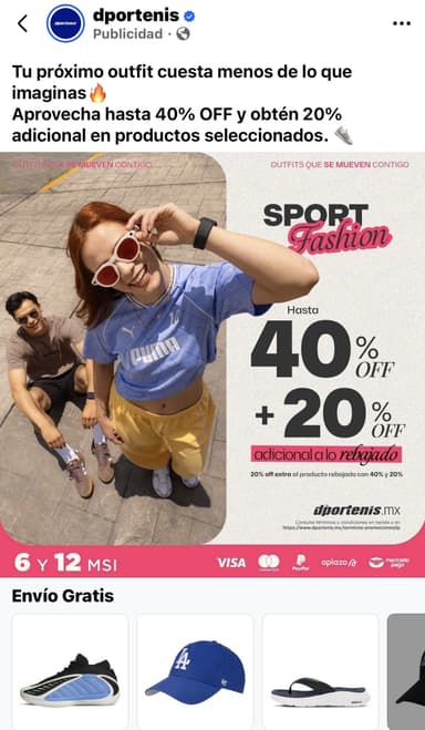 DPORTENIS: TENIS, ROPA Y ACC DEPORTIVOS 40% Off más el 20% y el 30% en el segundo producto - Dportenis
