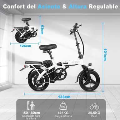 Amazon: HONEYWHALE S6-S Bicicleta Eléctrica Plegable Adulto 750W-35KM/H Batería Extraíble 48V 10AH, Autonomía 40KM - Amazon