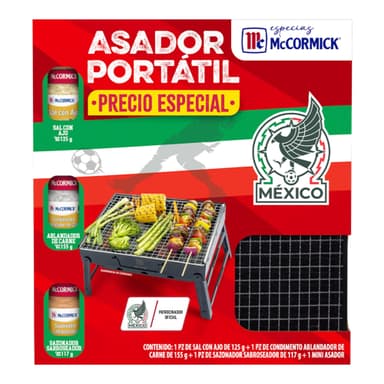 Amazon. Kit McCormick Sal con Ajo 125 g + 1 Ablandador de carne 155 g + 1 Sazonador sabroseador 117 g + 1 Mini Asador. - Amazon